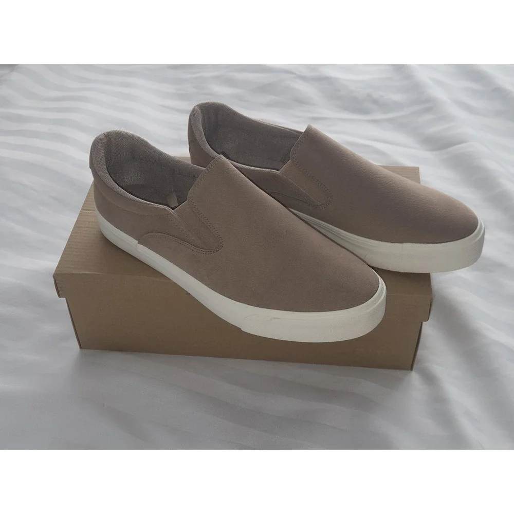 Lucky Brand Mens Slip‎ On Sneakers Tan Textured Casual Skate Shoes size 8